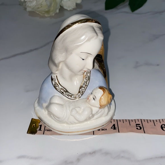 Vtg Mother And Child Mary Porcelain Sculpture Table Decoration Gold Gilded JAPAN - Picture 14 of 15